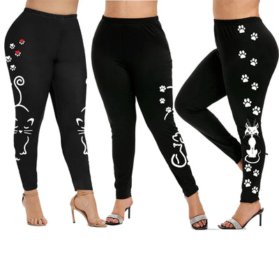 Printed Skinny Pants Black Female Spring,Fall,Winter Trousers