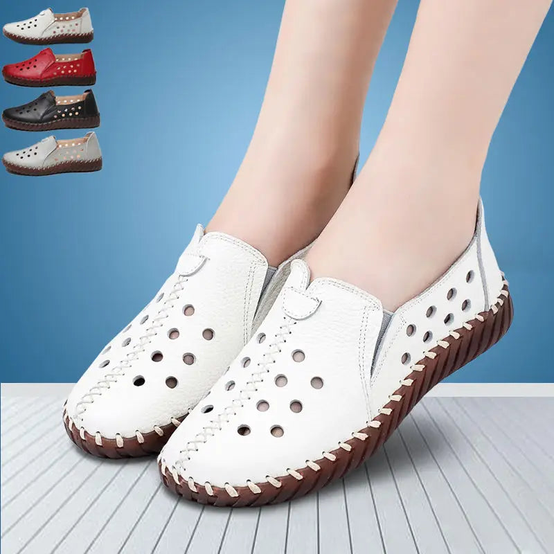 Square Toe Summer Shoes for Women Embroidery Designer Shoes Soft Slipon Loafers Moccasin Leisure