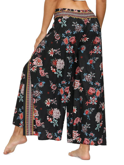 Bohemian Sports Trousers,Belly Dance Pants,Loose Palazzo Hippie Floral Pants