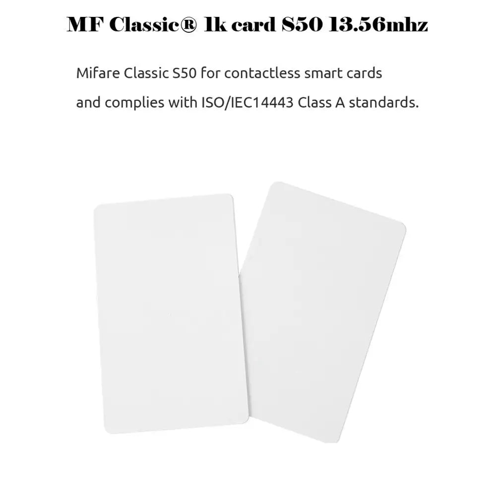 200pcs/box RFID Card 13.56Mhz IC Cards MF S50 Classic 1K M1 Proximity Smart 0.8mm For Access Control System ISO14443A