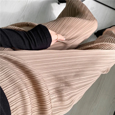 Women Pleated Solid Color Ankle-length Pants