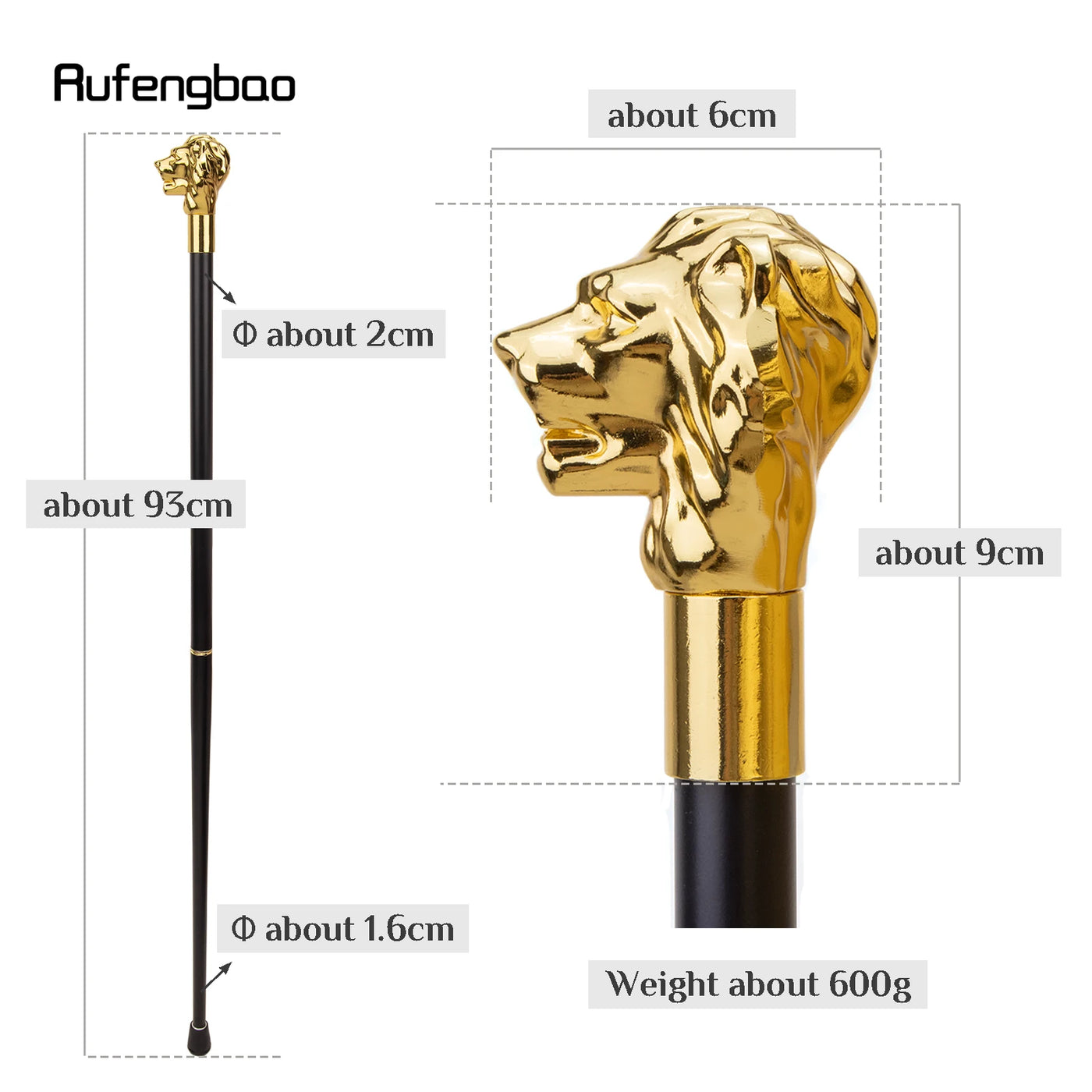 Gold Luxury Lion Head Handle Fashion