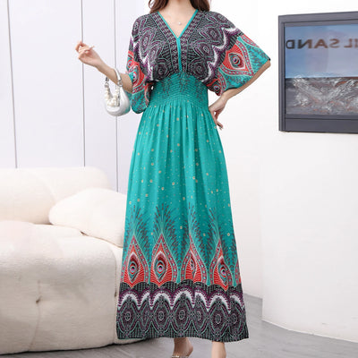 Casual Elegant Retro Bohemian National Style V-neck