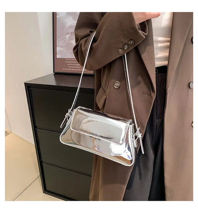 Brand Luxury Designer Laser Women Armpit Bag Silver Chic Female Shoulder Bags Party Clutches Trend Lady Purses And Handbags