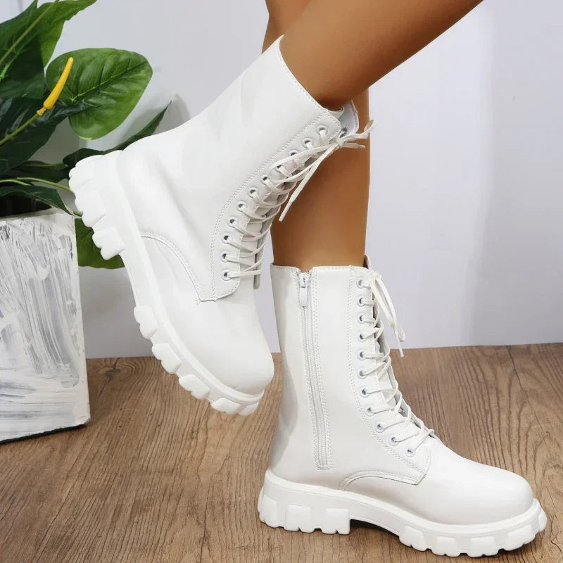 Leather White Ankle Boots