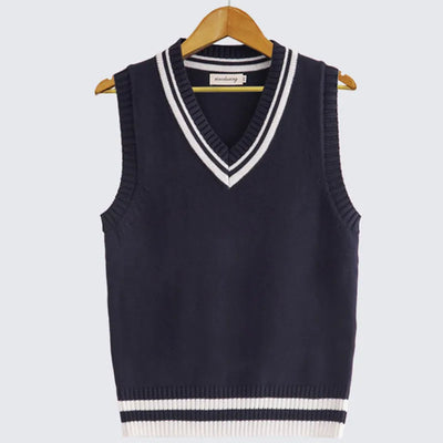 British Student Sleeveless Waistcoat Tank Tops Sweaters