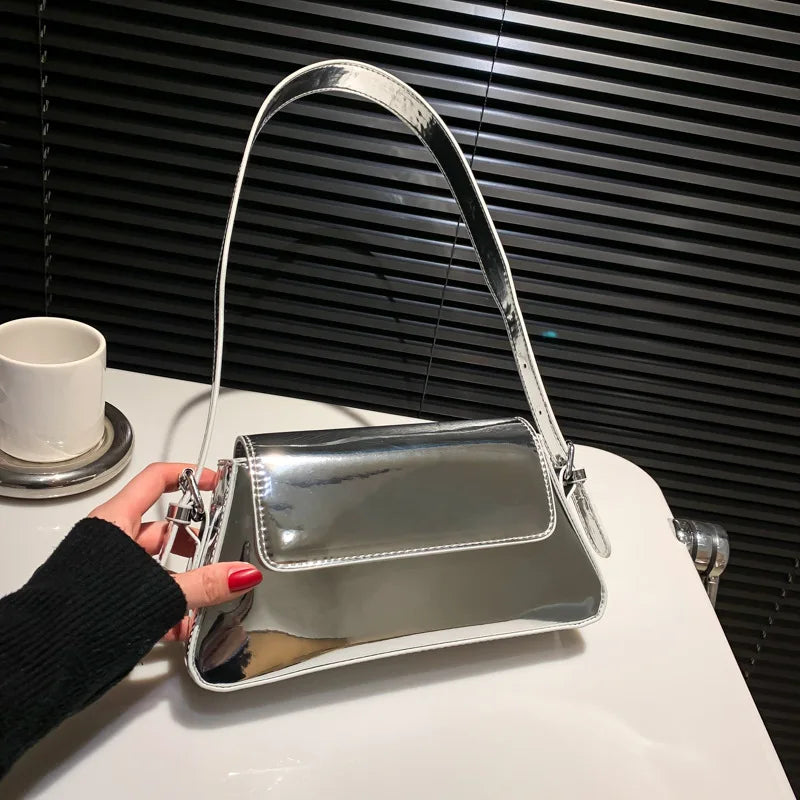 Brand Luxury Designer Laser Women Armpit Bag Silver Chic Female Shoulder Bags Party Clutches Trend Lady Purses And Handbags