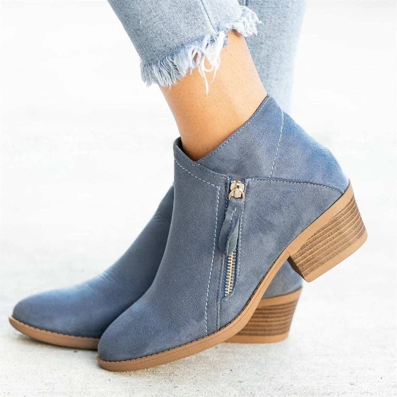 Women's Ankle Boots Autumn New Round Toe Side Zipper