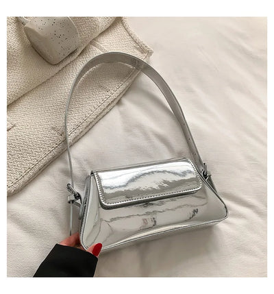 Brand Luxury Designer Laser Women Armpit Bag Silver Chic Female Shoulder Bags Party Clutches Trend Lady Purses And Handbags