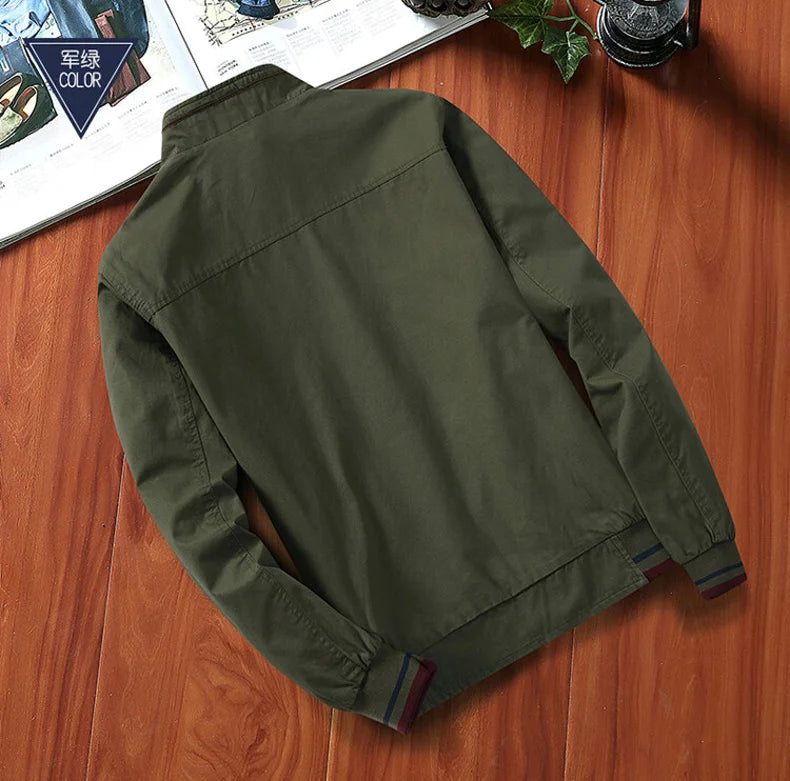 Men's Windbreaker Cotton Zipper Jackets Men Baseball Pilot Bomber Jacket Casual Slim Fit Solid Double-sided Wear Coat Autumn