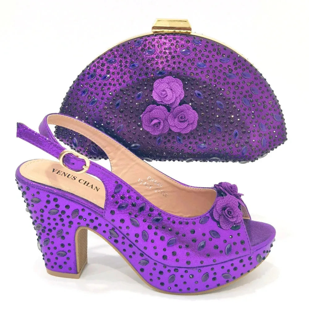 Purple Color Fish Beaked Toe Cap Comfortables Heels