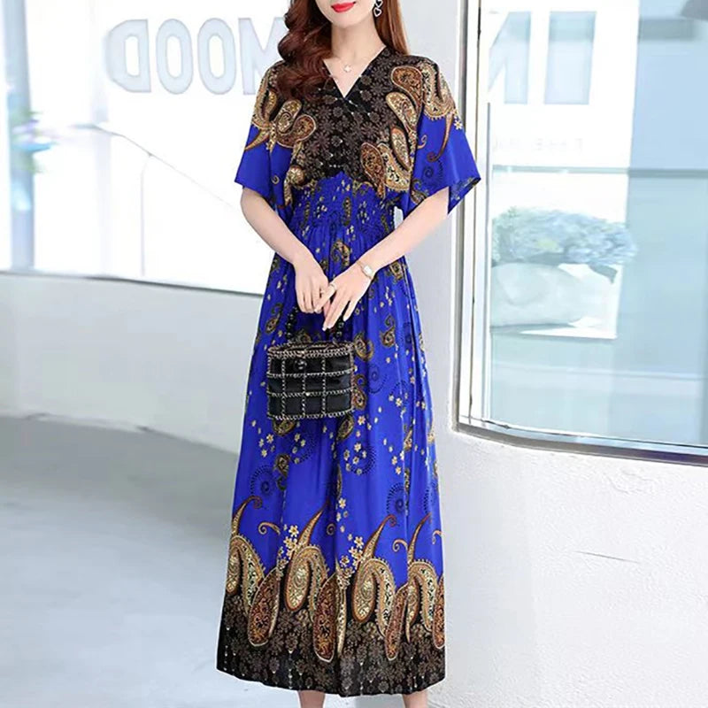 Casual Elegant Retro Bohemian National Style V-neck