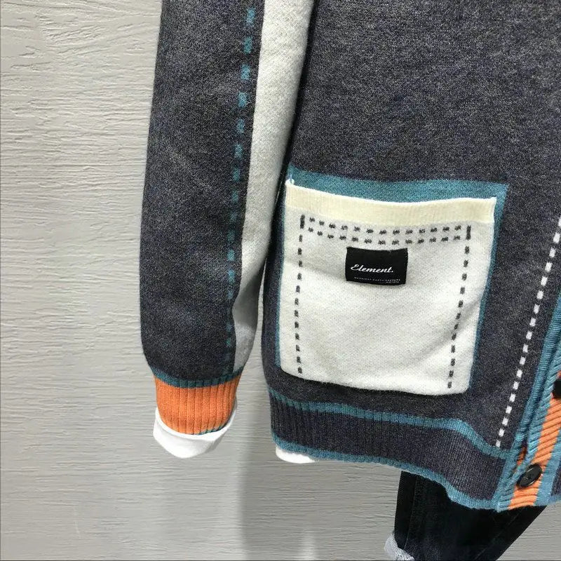 Knitting Cardigan Sweaters Youth Tide Contrast Color All-match Korean Version Coat