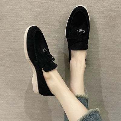 New Trend Spring Autumn Platform Suede Loafers Shoes Casual Ladies Walking Non Slip Chaussure Femme