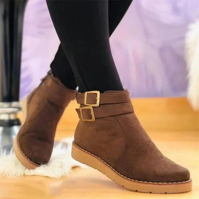 2024 Winter Women Snow New Flock Fur Women's Suede Ankle Boots Flat Ladies Warm Shoes