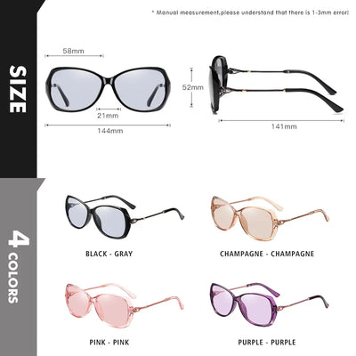 Elegant Photochromic Women's Sunglasses Polarized Chameleon Lens