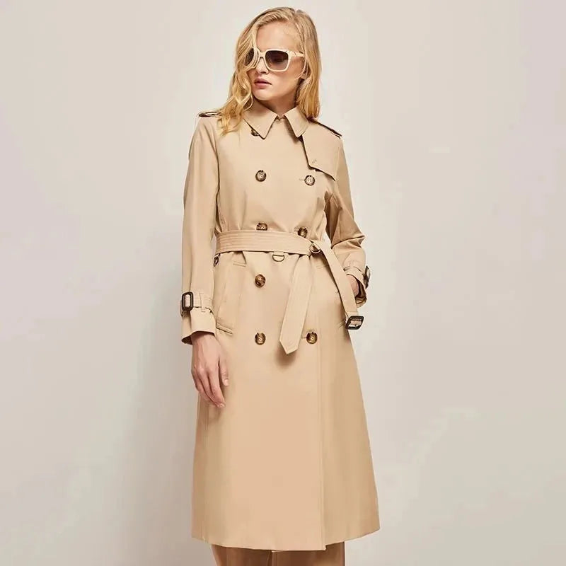 Outerwears Double Breasted Pockets Overcoat Female