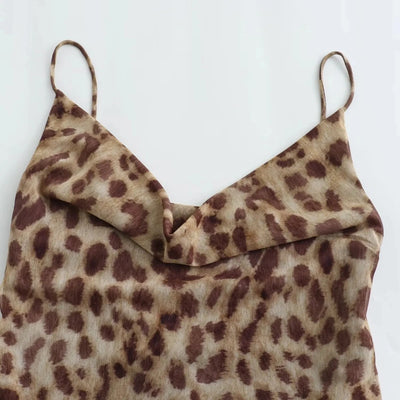 New Woman Dress Leopard Print Sleeveless Vintage