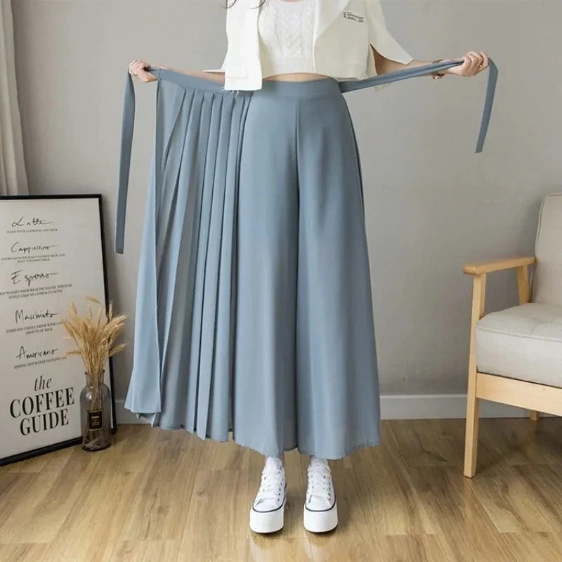 Trousers High Waist Pants Hakama Casual Wide Leg Pantalones