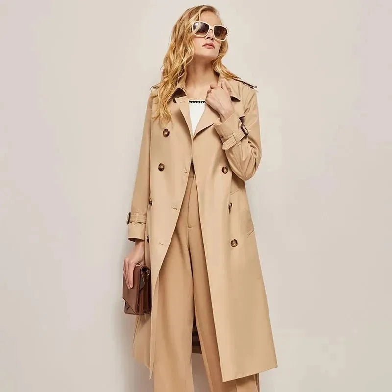 Outerwears Double Breasted Pockets Overcoat Female