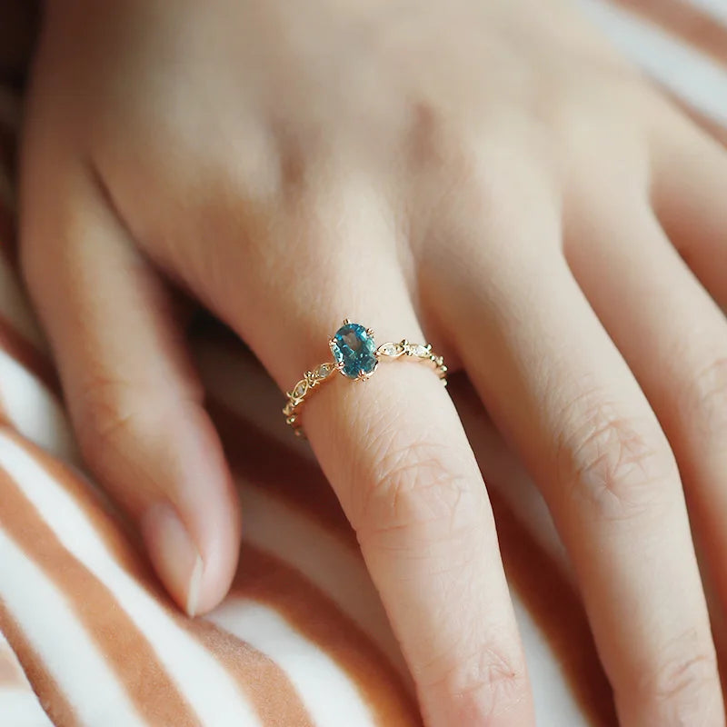 Natural Topaz Rings For Women Gemstone Ring Blue Topaz