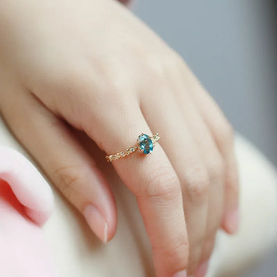 Natural Topaz Rings For Women Gemstone Ring Blue Topaz