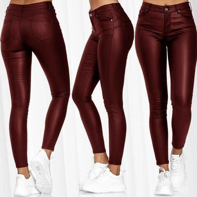 Women PU Leather Pants Black Sexy Stretch Bodycon Trousers