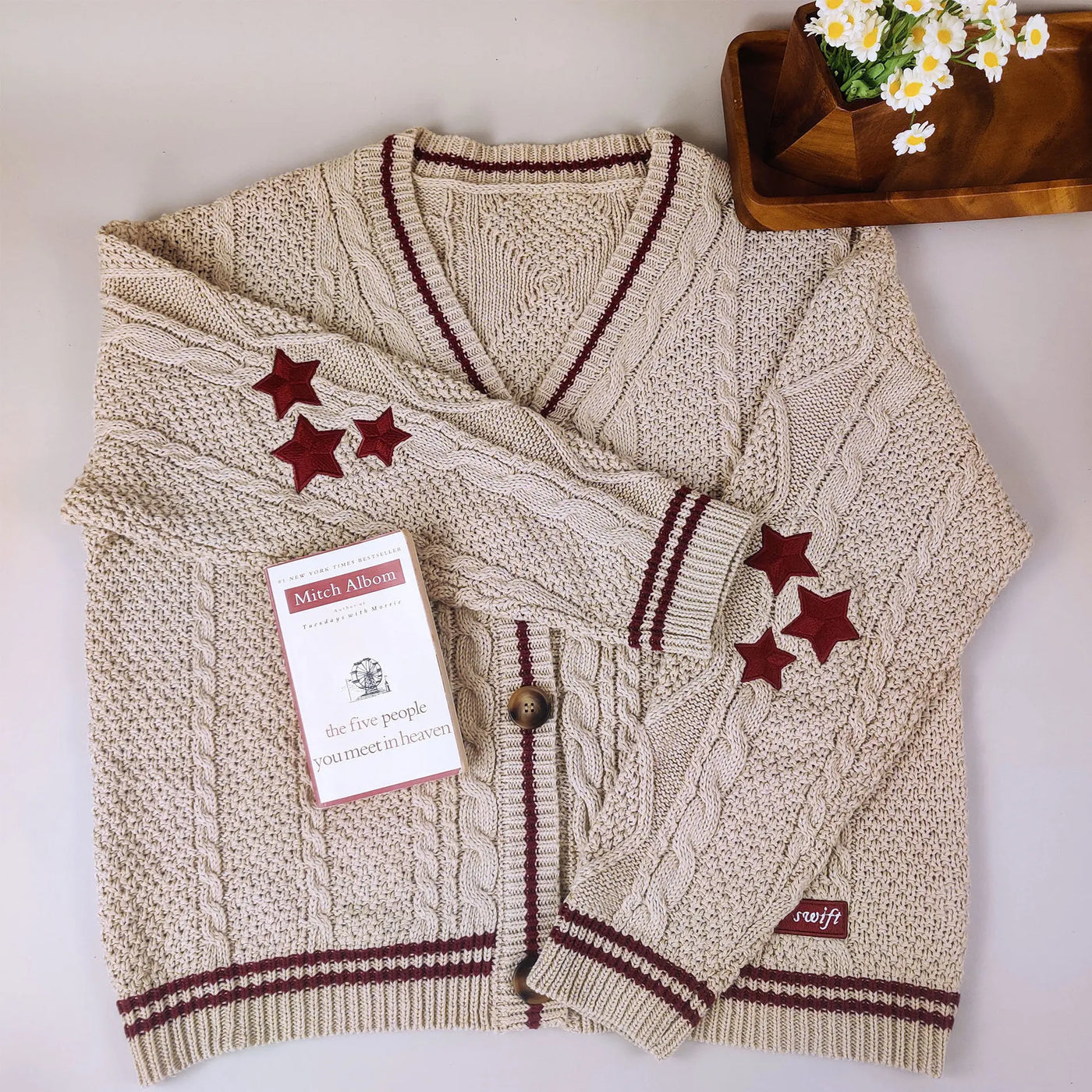 Knitted Cardigans Coat Star Embroidery Y2K Sweaters Streetwear Vintage Casual Single Breasted Long Sleeve Top