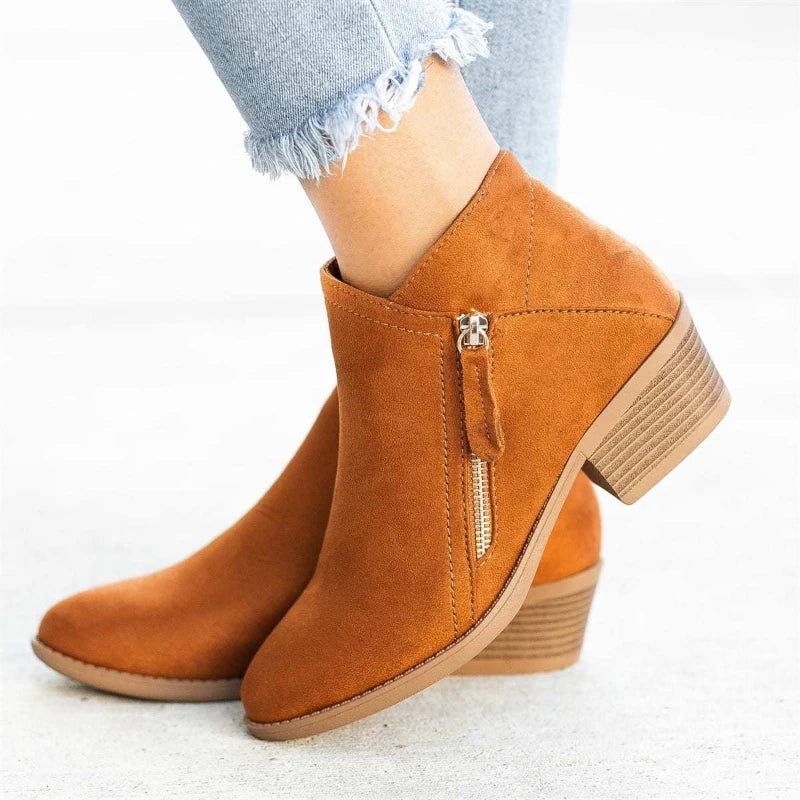 Women's Ankle Boots Autumn New Round Toe Side Zipper