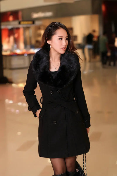 Winter Fur collar Warm Female Jacket