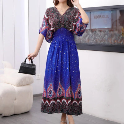 Casual Elegant Retro Bohemian National Style V-neck