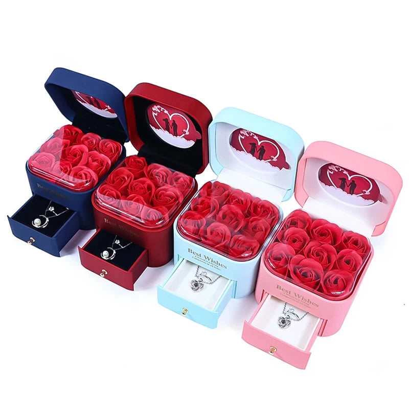 Soap Rose Flower Jewelry Gift Boxes