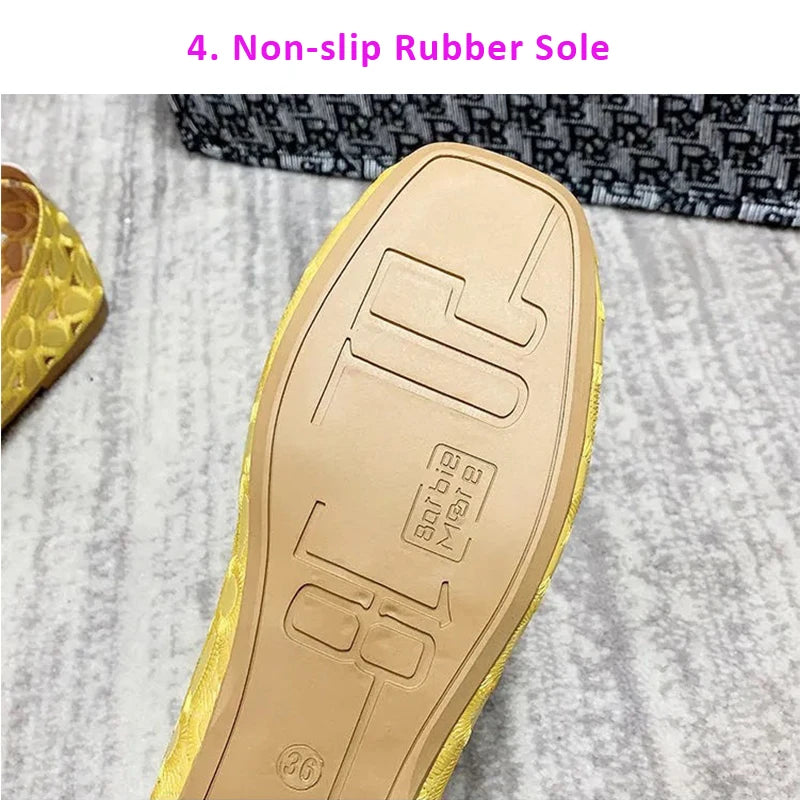 Square Toe Summer Shoes for Women Embroidery Designer Shoes Soft Slipon Loafers Moccasin Leisure