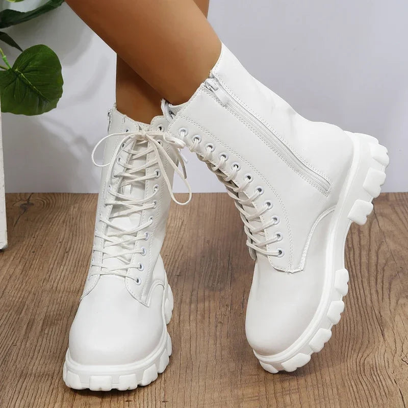 Leather White Ankle Boots