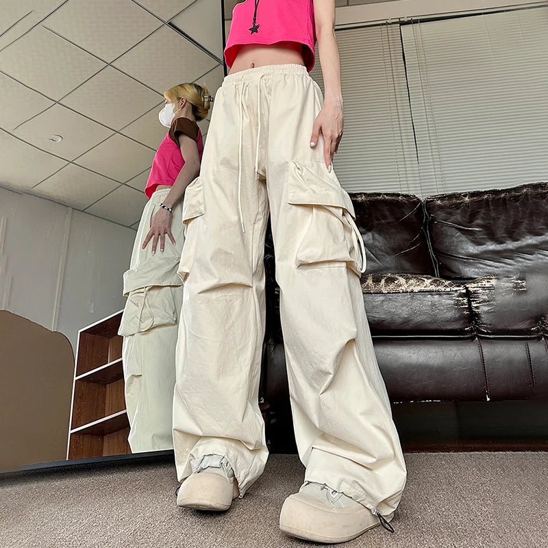 Beige Hip Hop Cargo Pants