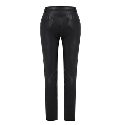 Women PU Leather Pants Black Sexy Stretch Bodycon Trousers