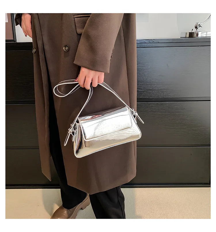 Brand Luxury Designer Laser Women Armpit Bag Silver Chic Female Shoulder Bags Party Clutches Trend Lady Purses And Handbags