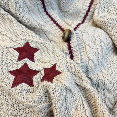 Knitted Cardigans Coat Star Embroidery Y2K Sweaters Streetwear Vintage Casual Single Breasted Long Sleeve Top