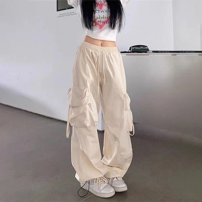 Beige Hip Hop Cargo Pants