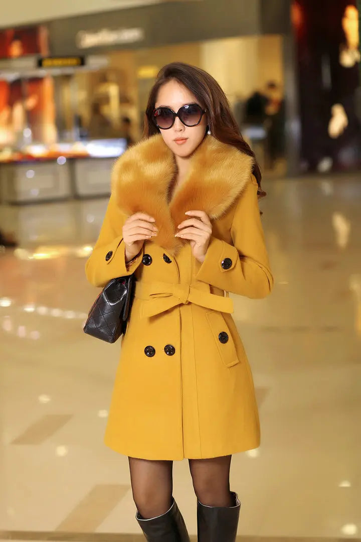 Winter Fur collar Warm Female Jacket