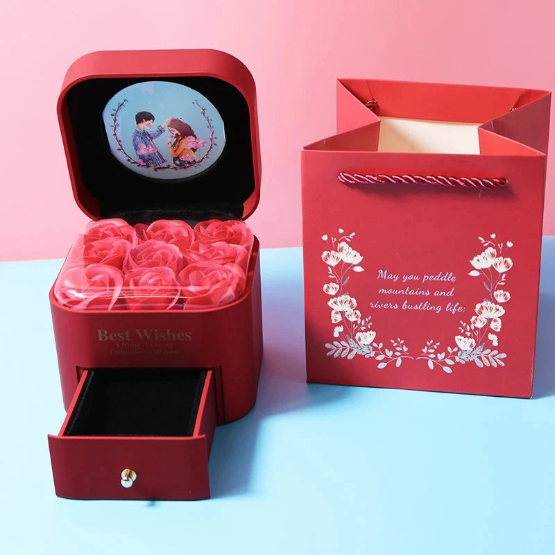 Soap Rose Flower Jewelry Gift Boxes