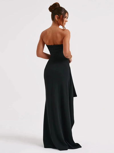 High Split Maxi Dress For Women Black Off-shoulder Sleeveless Bodycon Club Party Long Dress Clothes