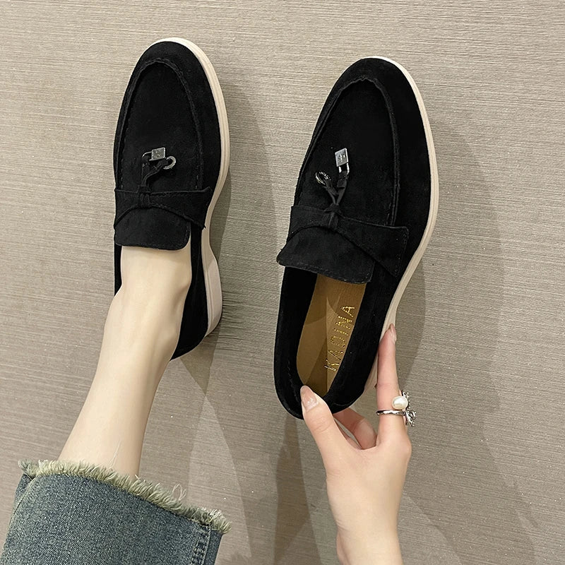 New Trend Spring Autumn Platform Suede Loafers Shoes Casual Ladies Walking Non Slip Chaussure Femme