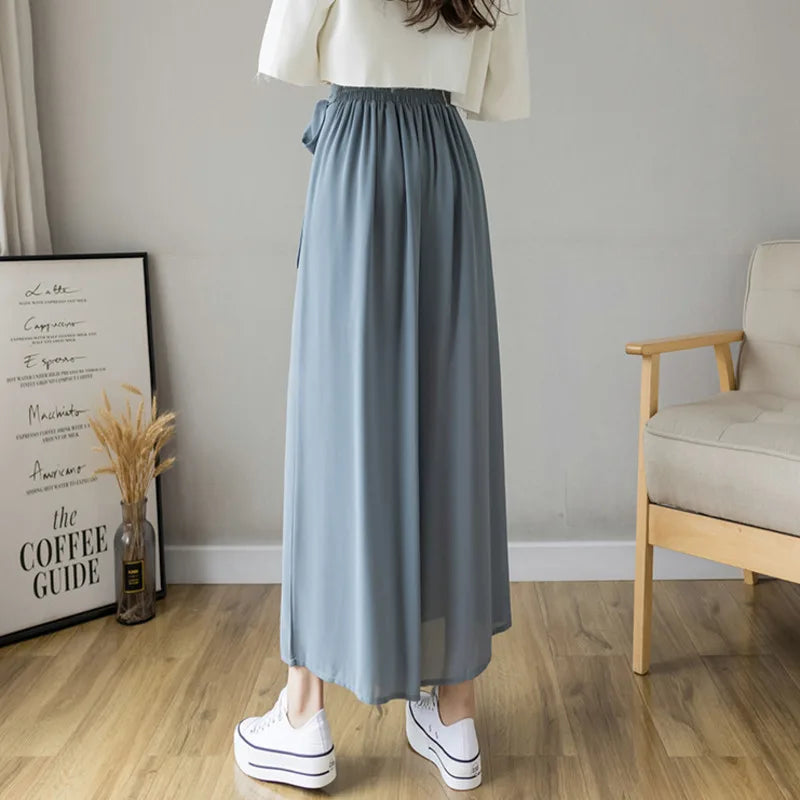 Trousers High Waist Pants Hakama Casual Wide Leg Pantalones