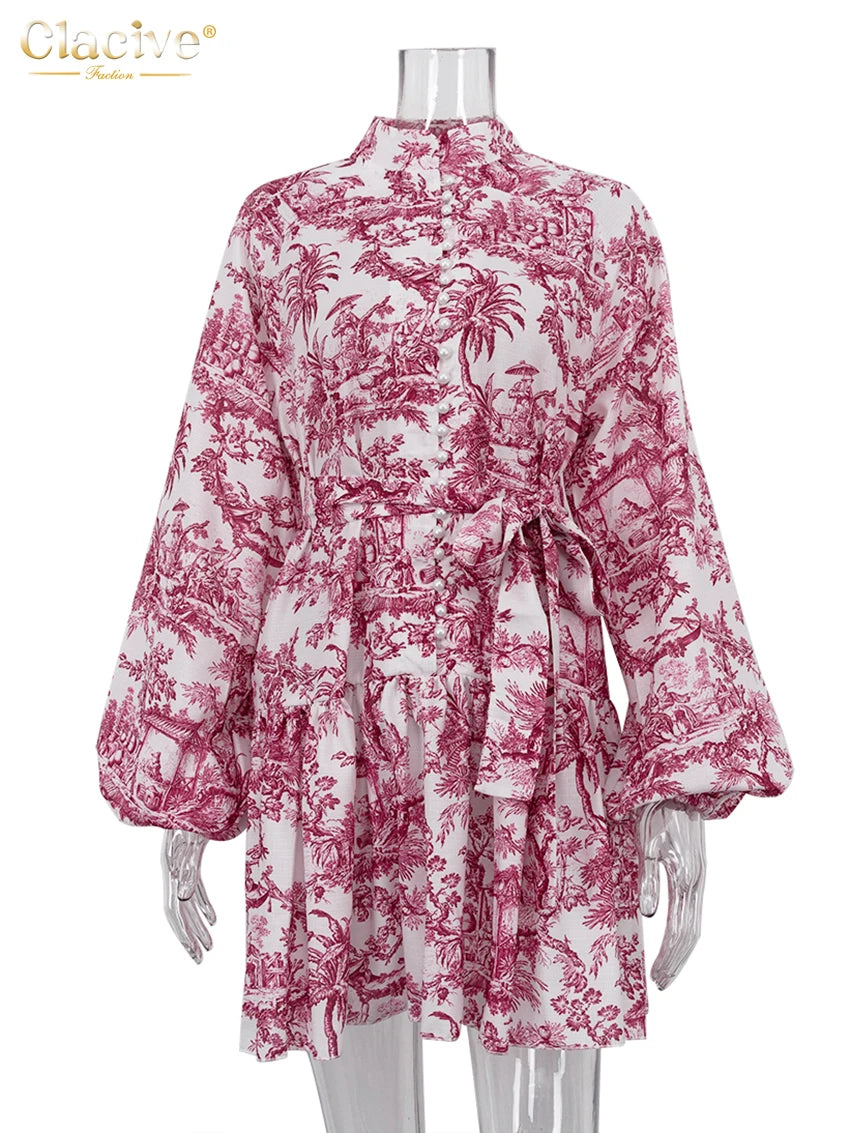 Clacive Casaul Loose Print Women'S Dress