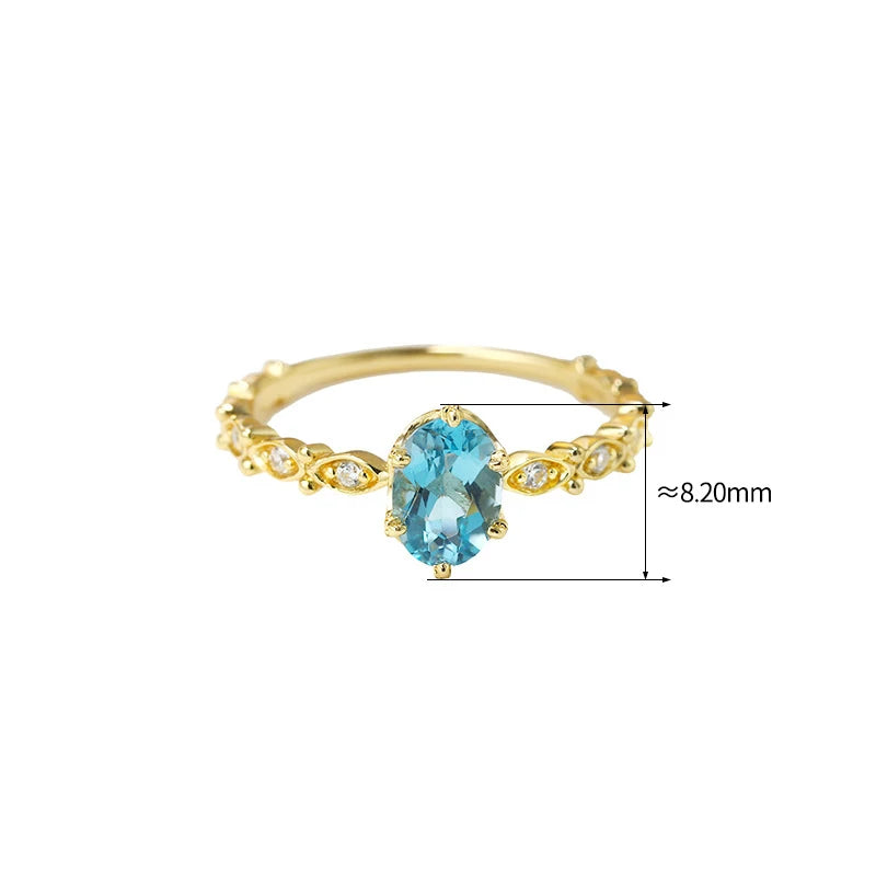 Natural Topaz Rings For Women Gemstone Ring Blue Topaz