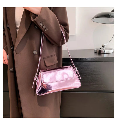 Brand Luxury Designer Laser Women Armpit Bag Silver Chic Female Shoulder Bags Party Clutches Trend Lady Purses And Handbags