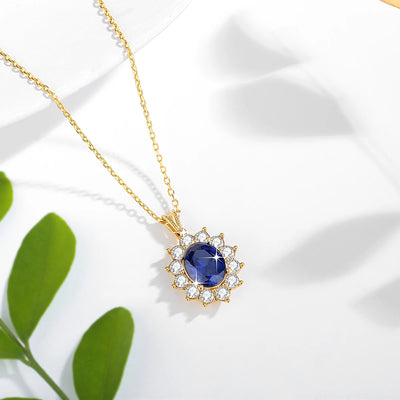 Real Blue Corundum18k Gold Necklace With Certificate