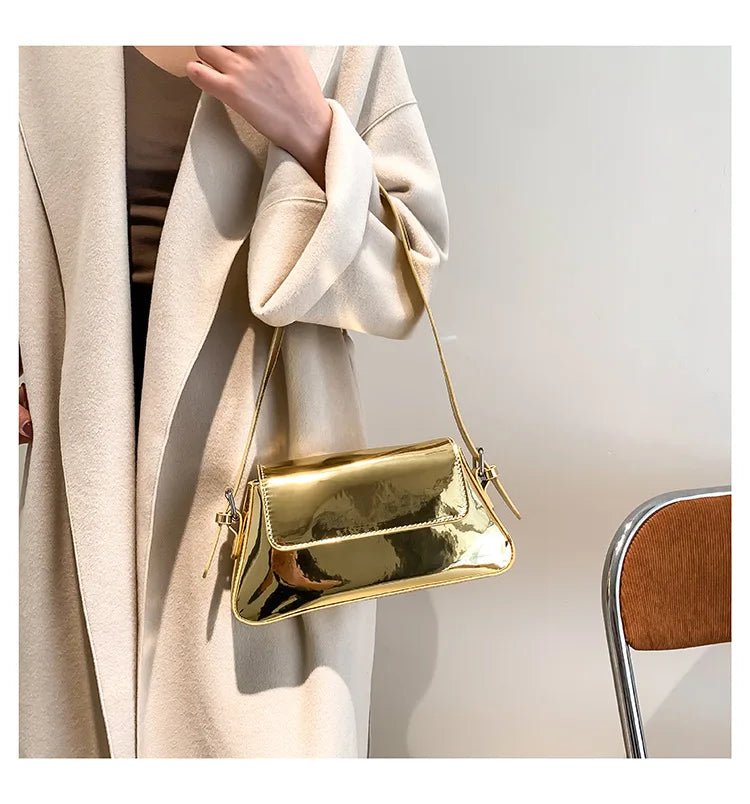 Brand Luxury Designer Laser Women Armpit Bag Silver Chic Female Shoulder Bags Party Clutches Trend Lady Purses And Handbags