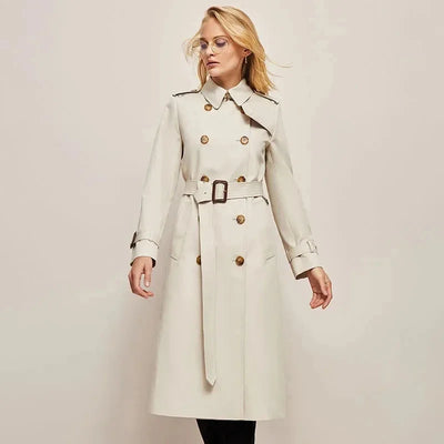 Outerwears Double Breasted Pockets Overcoat Female